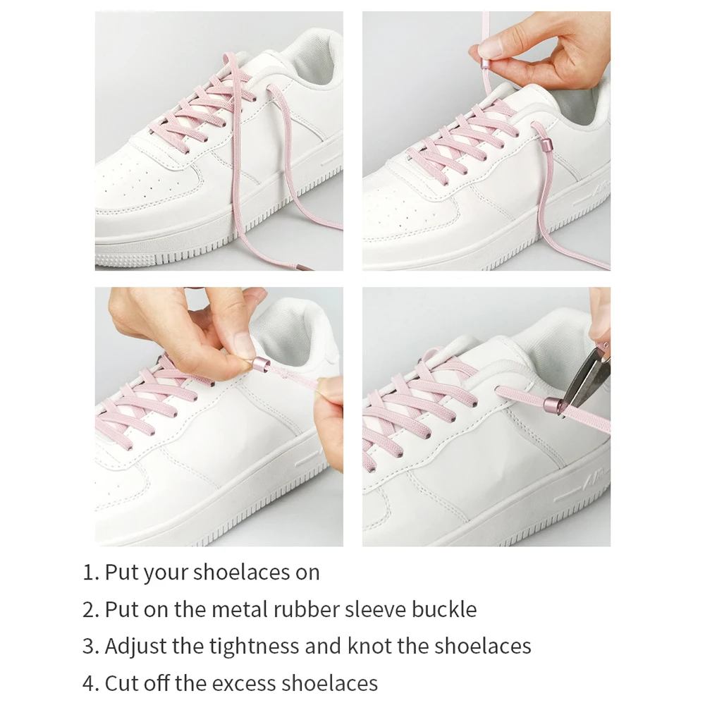 10Pcs Elastic No Tie Shoelaces Semicircle Shoe Laces For Kids Adult Sneakers Shoelace Quick Lazy Metal Lock Laces Shoe Strings