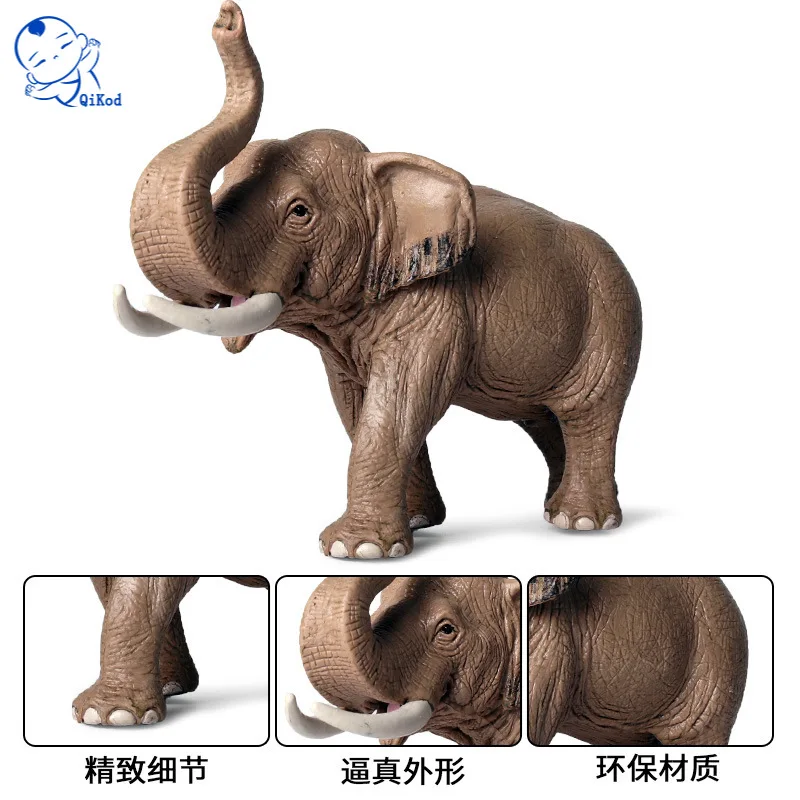 

New Children's Simulation Wild Animal Asian Elephant Model Male Asian Elephant Toy Elephant Model Home Decoration Ornaments