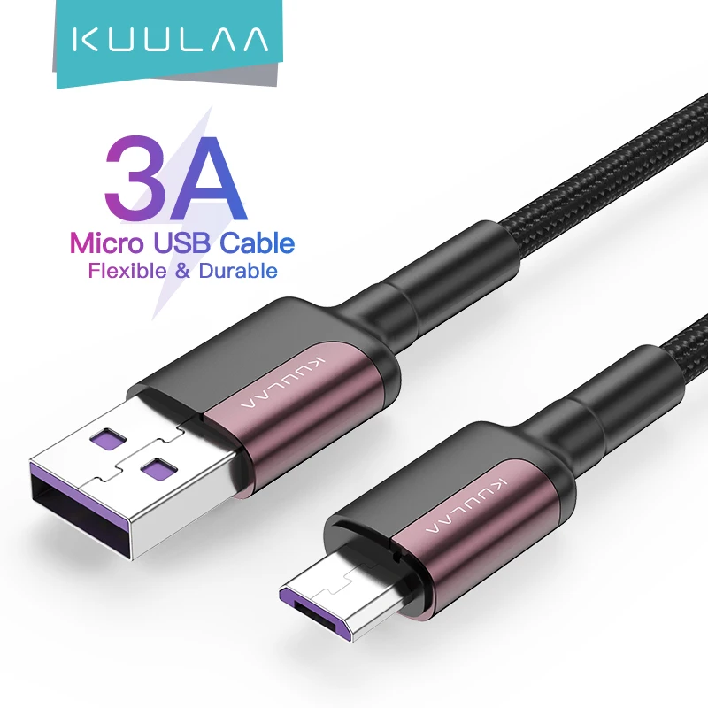 KUULAA-Cable Micro USB de nailon para móvil, Cable de datos de carga...