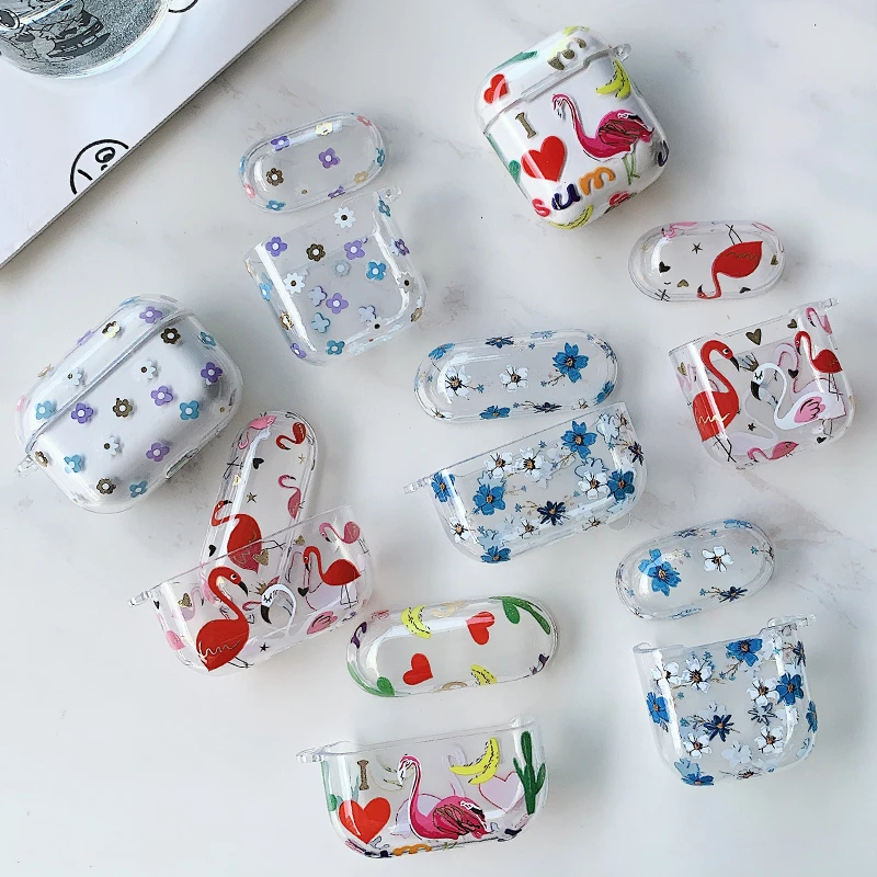 Мягкий ТПУ чехол для наушников Airpods Pro с фламинго Apple 1 2 3 беспроводных милый