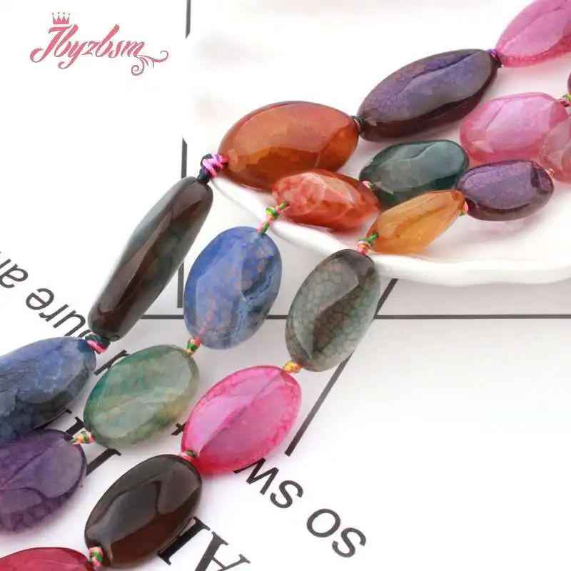 Натуральный разноцветные Агаты трещины Овальный граненных 10x1 4/13x1 8/20x30 мм камень