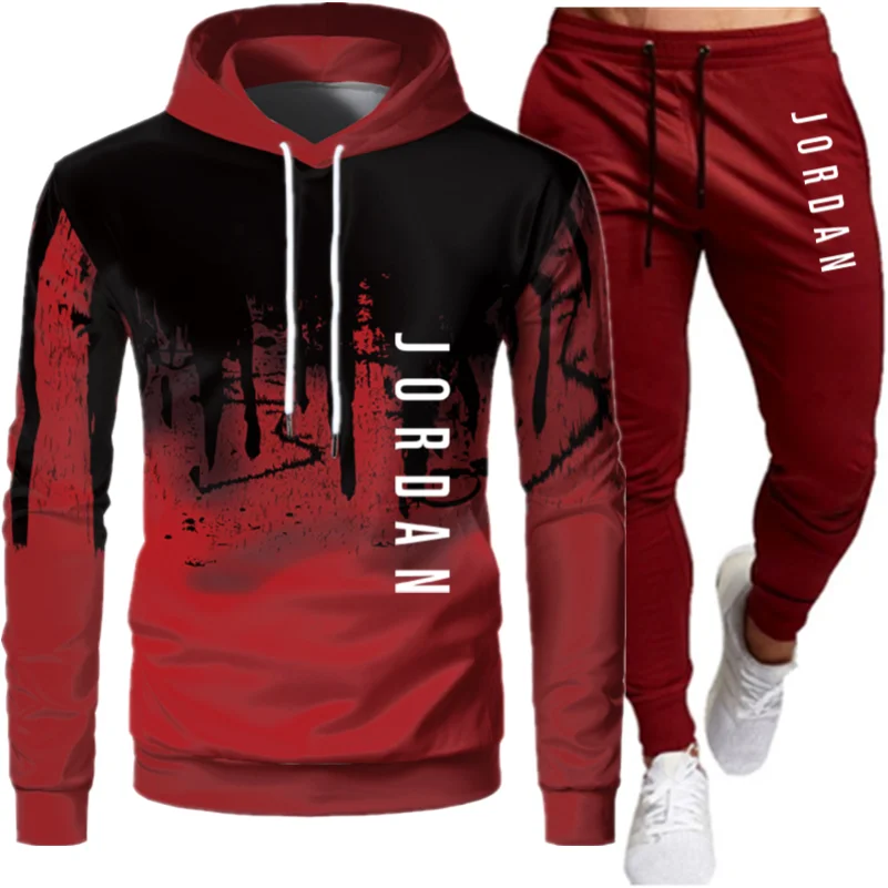 

2021 Winter Brand Tracksuits Men's sets Long Sleeve Pullover + Jogging Trousers 2pcs Sets Fitness Running Suits sportswer Male