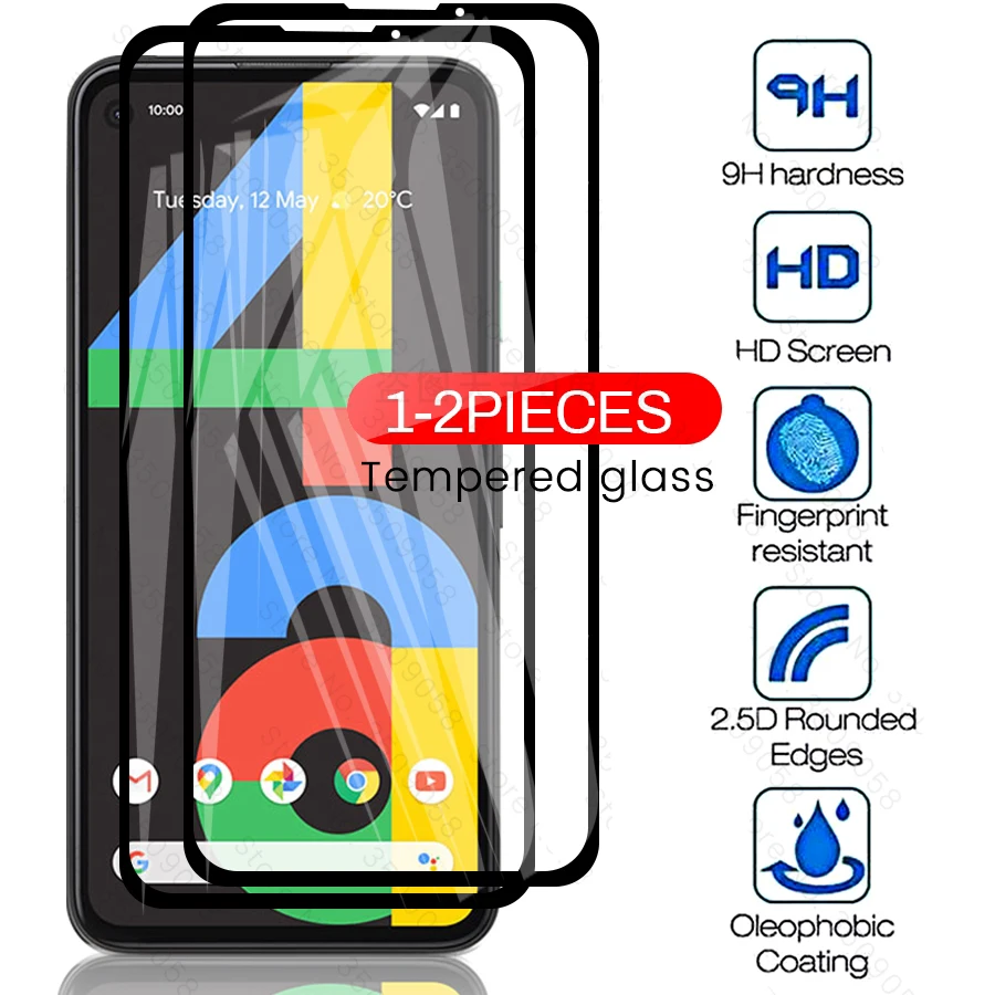 Закаленное стекло для защиты экрана Google Pixel 4a черный край Полное покрытие пленка