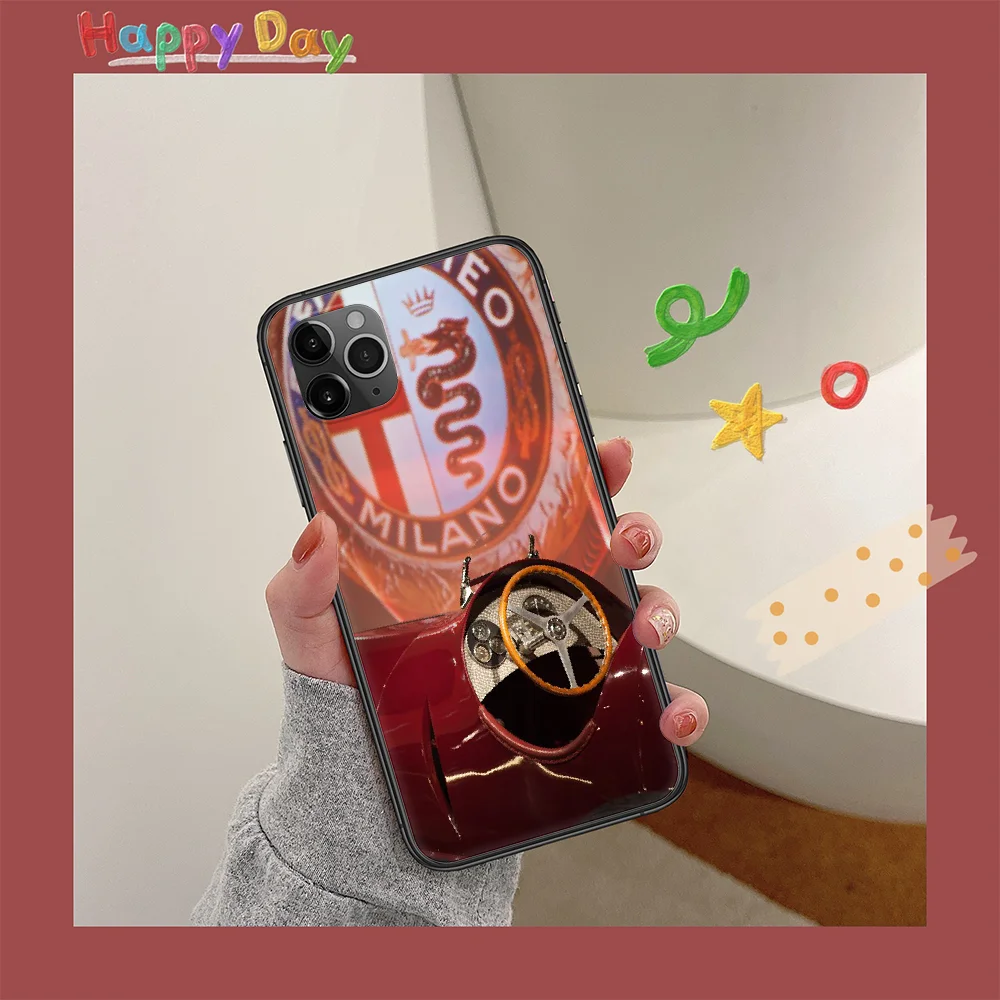 

Car Alfa Romeo Logo Design Phone Case For Iphone 11 12 Mini PRO XR X XS MAX 6 6s 7 8 Plus 4 5 5s SE 2020 black Cell Soft Back