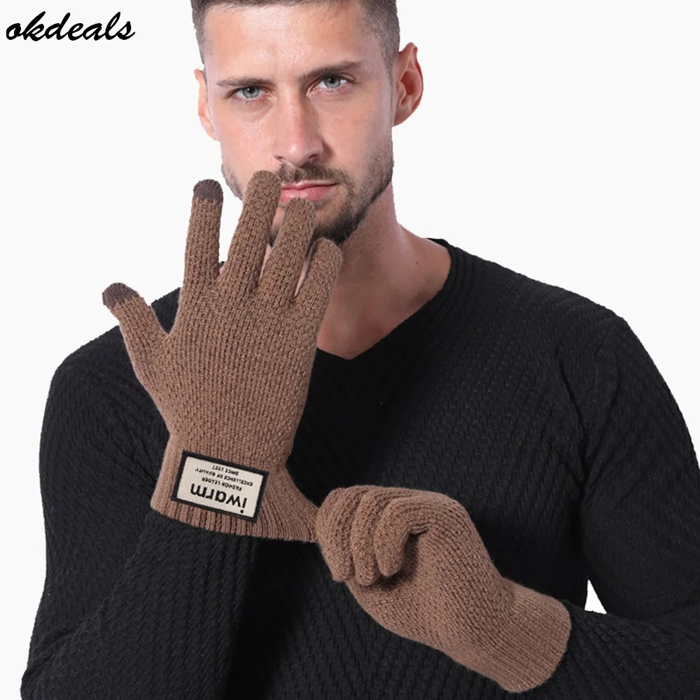 2020 новые мужские трикотажные перчатки с сенсорным экраном зимние шерстяные
