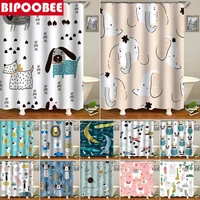 funny animal bath curtain waterproof fabric shower curtains cat elephant alpaca pattern bathtub screen for bathroom home decor