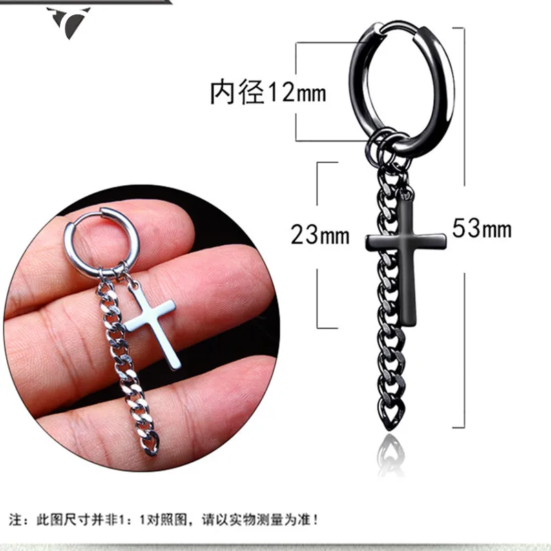 

Superior tassel chain earrings for trendy men's Earrings without ear holes titanium steel earrings