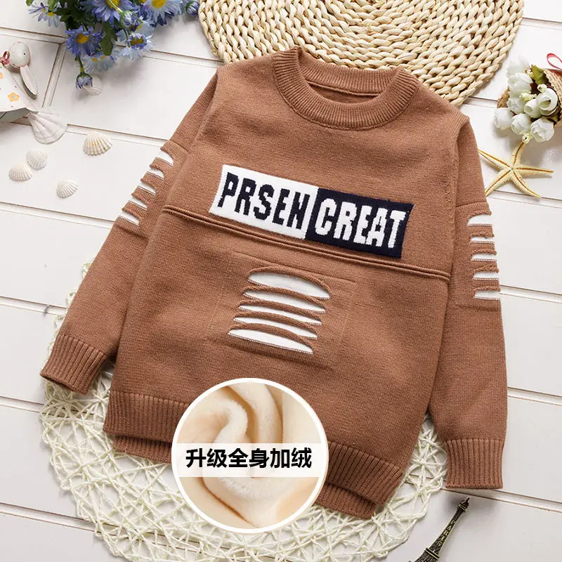 Свитера для маленьких девочек Зимние теплые свитера мальчиков 2020 Вязаный