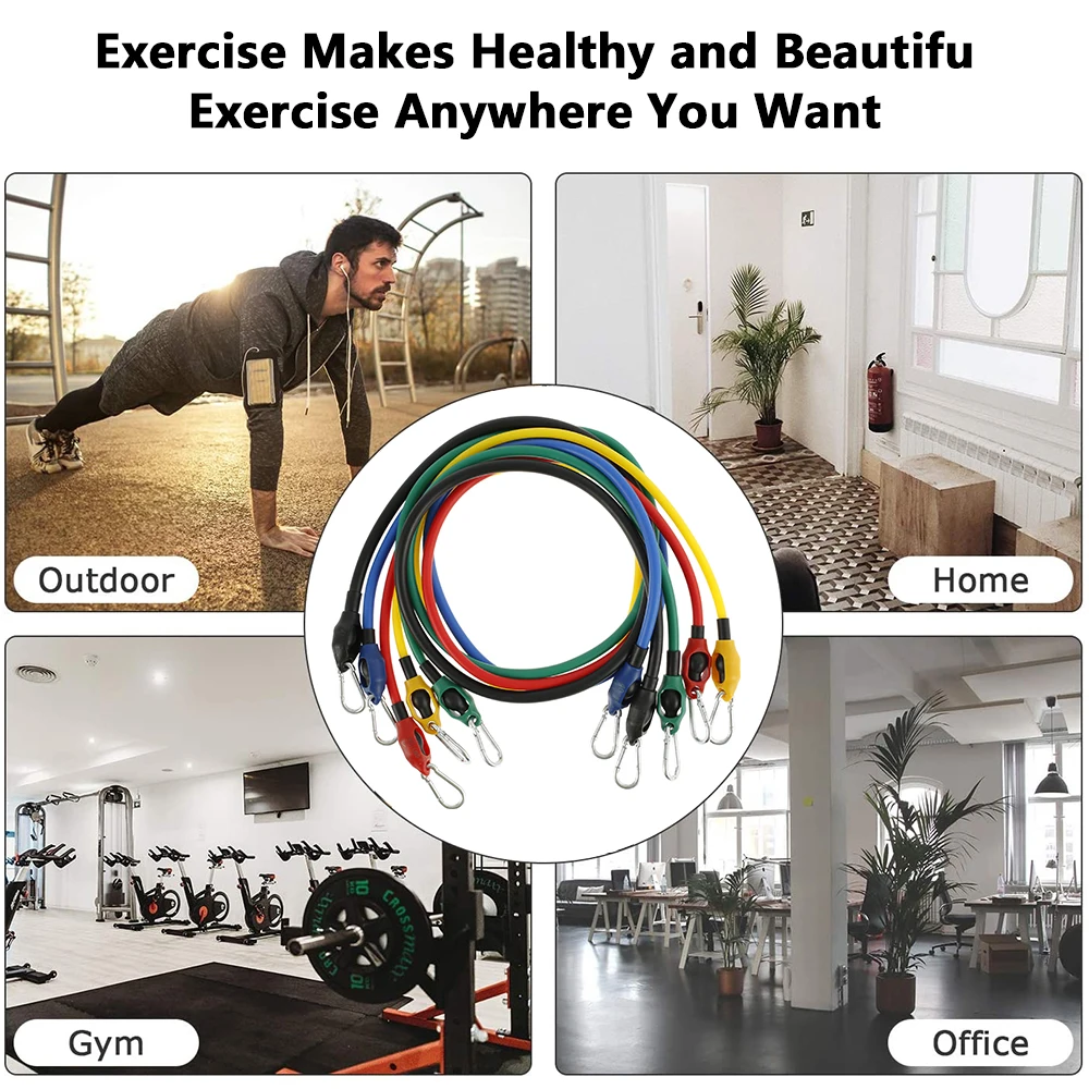 

11pcs Bands Resistance Bands Set Fitness Resistance Gym Equipment Exercise Bands Pull Rope Fitness Elastic Training Expander