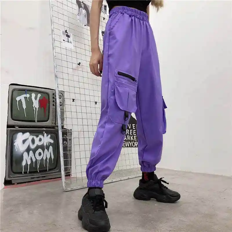

Harajuku Casual Cargo Pants Women Elastic High Waist Ladies Trousers 2019 Modis Streetwear Pant Pantalones Mujer
