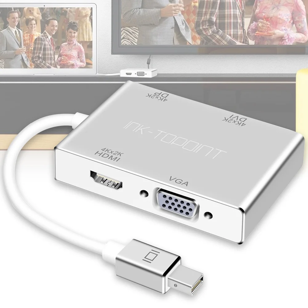 4 в 1 Mini для MacBook Home адаптер передачи DisplayPort на HDMI/VGA/DVI/DP конвертер аксессуары