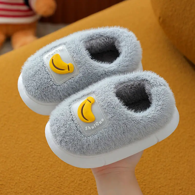 

2022 new type of children's cotton slippers in winter indoor antiskid and warm baby cotton slippers Apple shoes green shoes