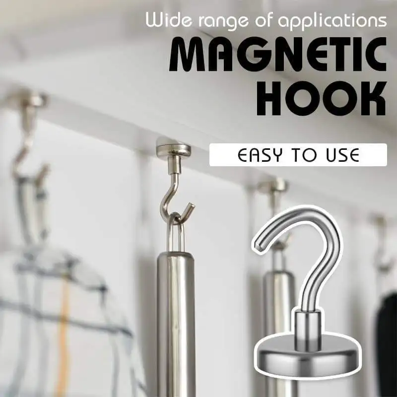 

5pcs Stainless Steel Magnetic Hooks Powerful Hook Magnet Holder 10kg Suction Wall Hook Holder Support Hardware Magnetic Tool