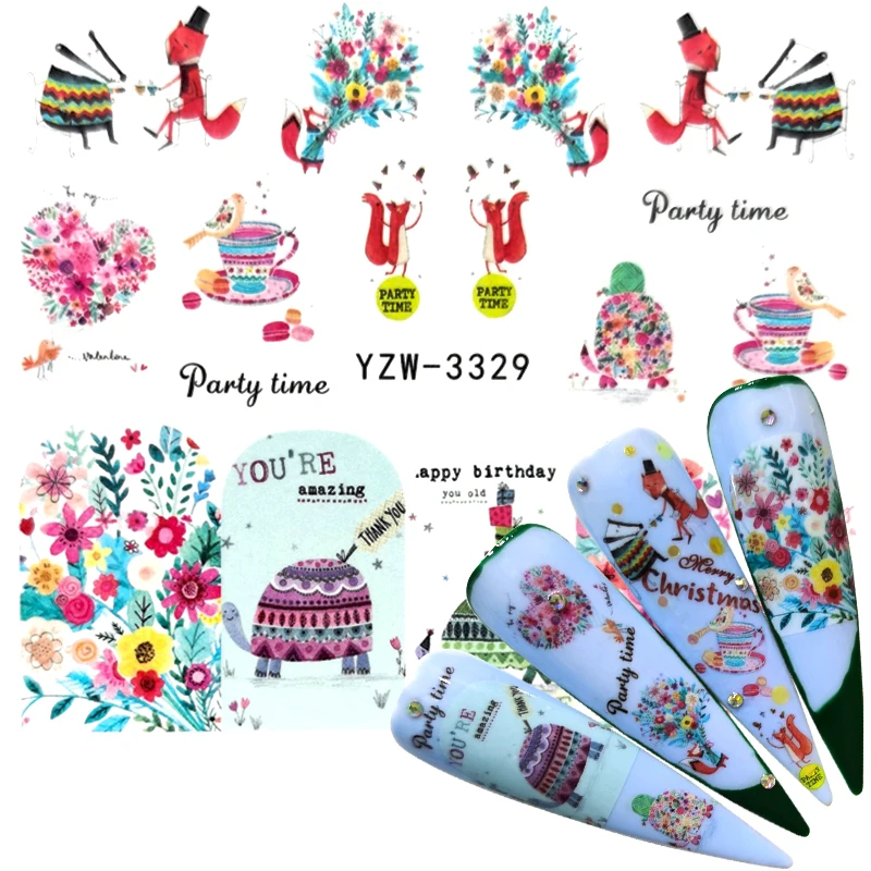 YZWLE 2021 стикер для ногтей черный цветок переводная наклейка кружева Ловец снов