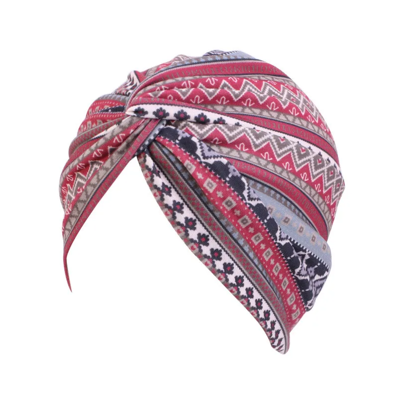 

African hair bonnet Muslim female turban printing head wrap Indian women skullies beanie cap forehead twist sleep hat TB-92