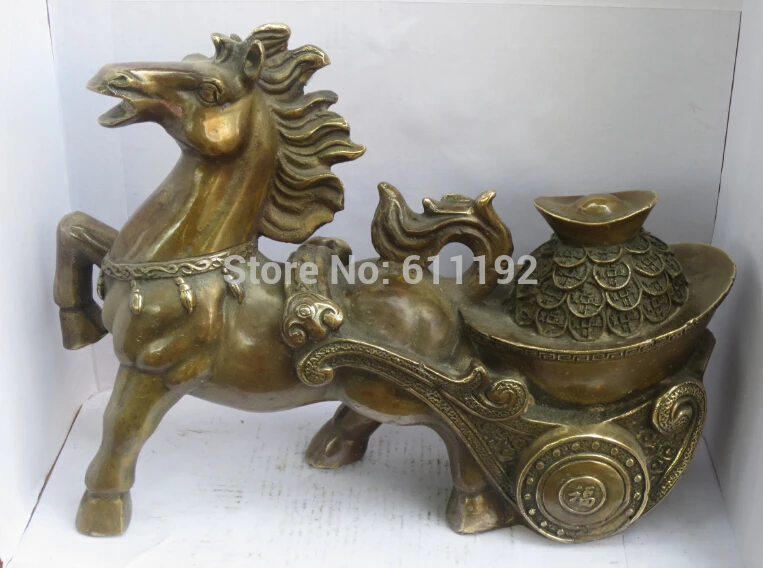 11 8 дюймовая антикварная искусственная Статуэтка с изображением лошади медная