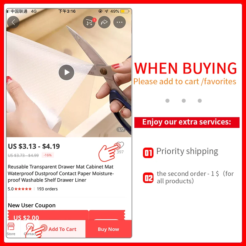 Многоразовый прозрачный коврик для ящика в шкафчик водонепроницаемый