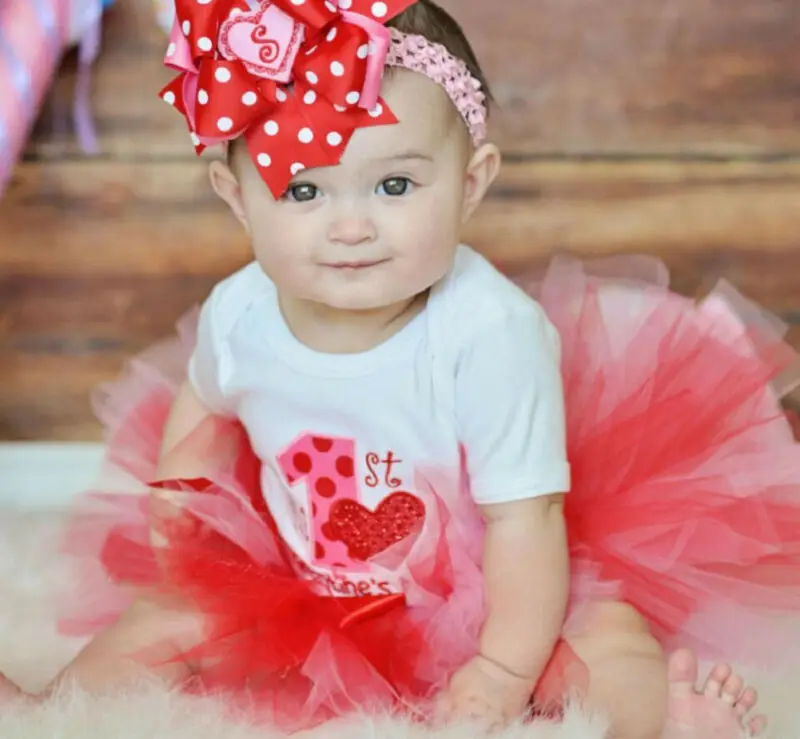 Комплект одежды для маленьких девочек с надписью My 1st Valentine's Day милый костюм