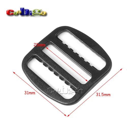 25mm Webbing 10 шт. черный пластик Размер 5/" 3/4" " 1-1/4" Двойная тесьма Tri-Glide Регулируемый слайдер Пряжка для рюкзака ремни Запчасти для ремня - Цвет: 25mm Webbing