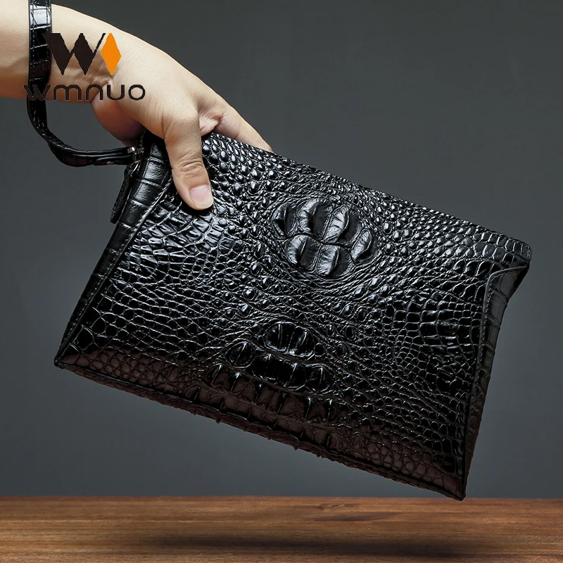 Wmnuo Clutches Bag Men Alligator Envelope Hand Bag Cow Genuine Leather Wallet For Male Clutch Business Wristlets Pouch Hot Sale