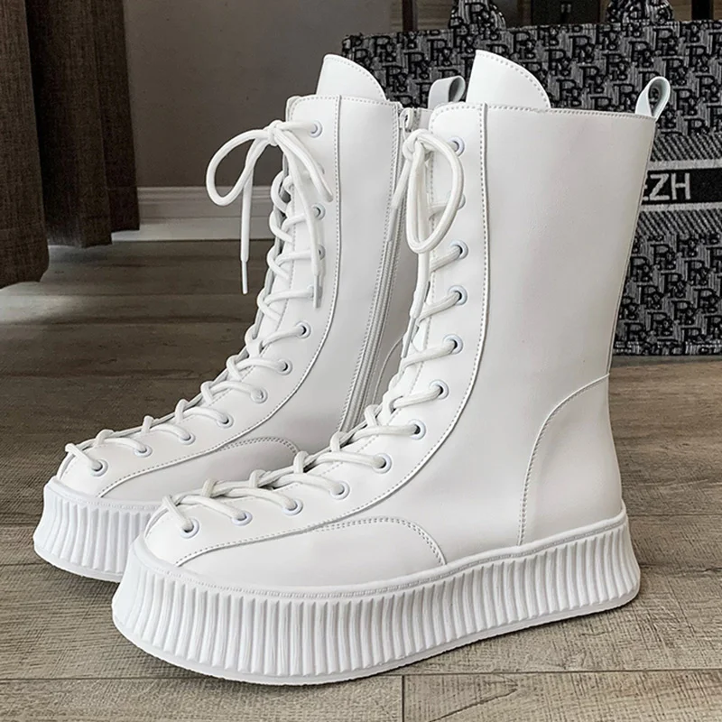 Женские ботинки на массивной платформе зимние в стиле лолита панк высокий каблук