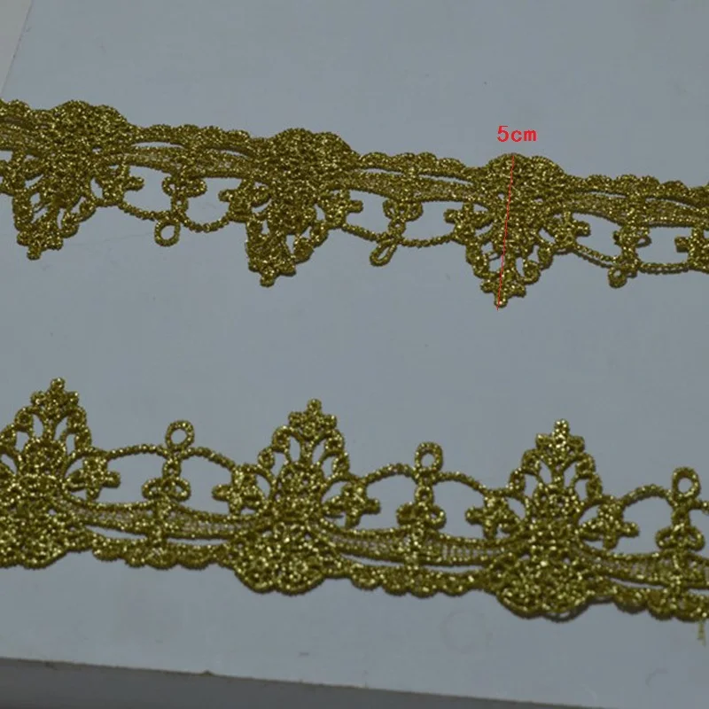 5YDS/LOT 5CM Wedding Dress Fluorescent Lace Tower-type Gold Thread Embroidery Accessories Trim 20200606SOMELACE | Дом и сад
