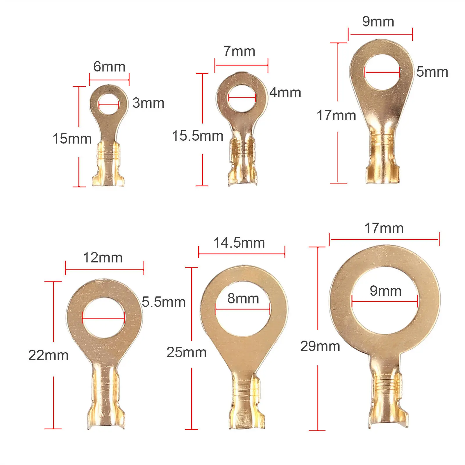 

150pcs/set Connector Assorted Ring Cable Lugs Ring Wire Terminals 6 Kinds