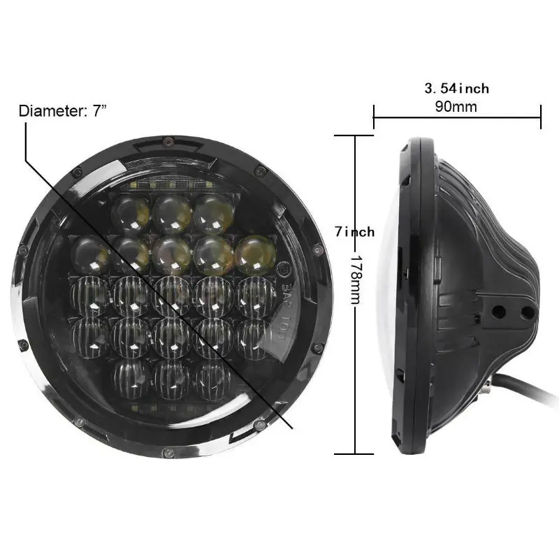 105 Вт 7 дюймов 5D круглый проектор светодиодный фары с DRL (Подол короче спереди и