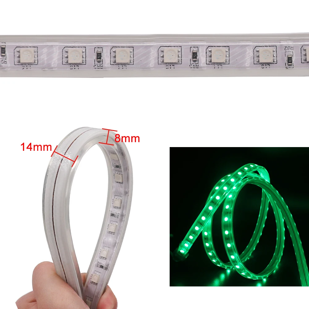 5050 RGB Светодиодные ленты светильник переменного тока 220V-240V Водонепроницаемый +