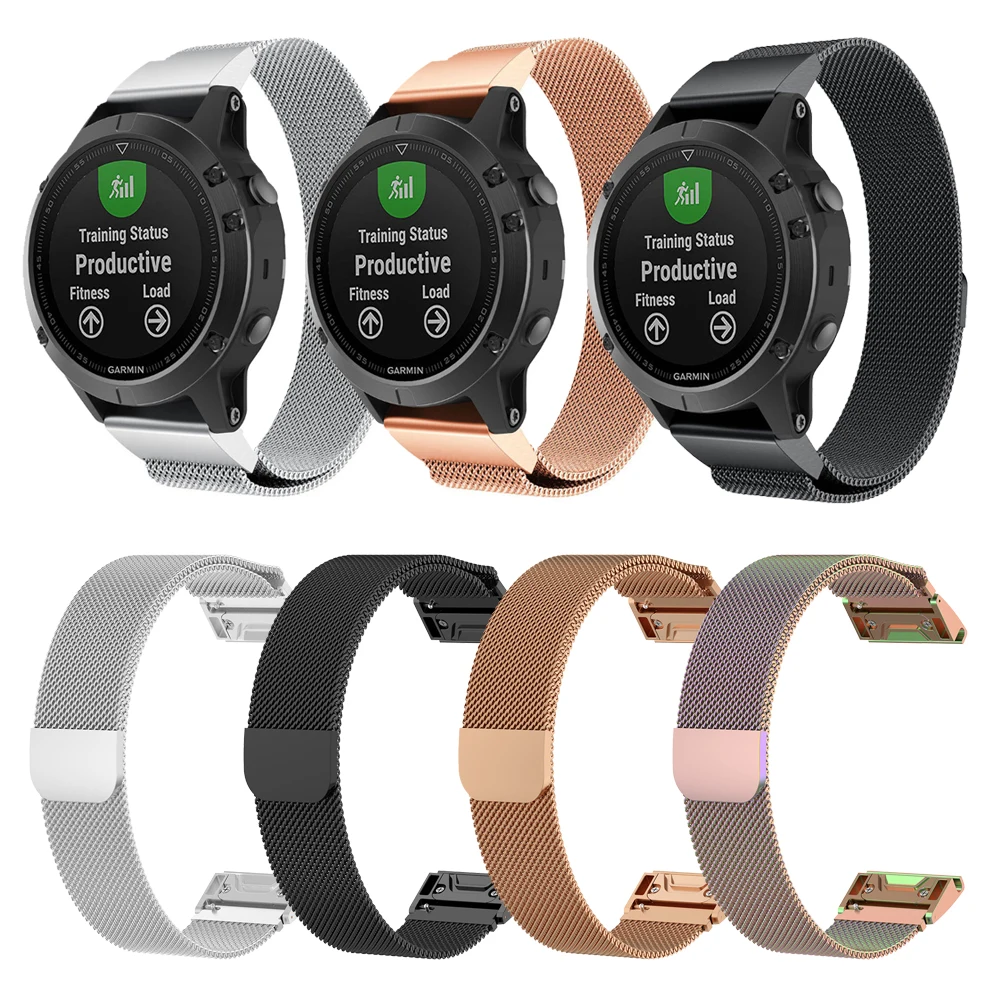 22 мм 26 мм QuickFit металлический Миланский ремешок для Garmin Fenix 6 6X6 S 5 5S 5X Plus 3 3 HR Forerunner 945 935 наручные часы
