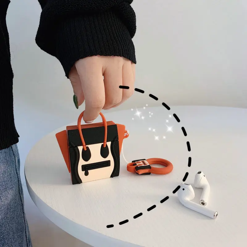 Роскошный 3D бренд Tote смайлик силиконовый шнурок Bluetooth беспроводные наушники чехол для Apple AirPods 1 2 сумка для наушников коробка
