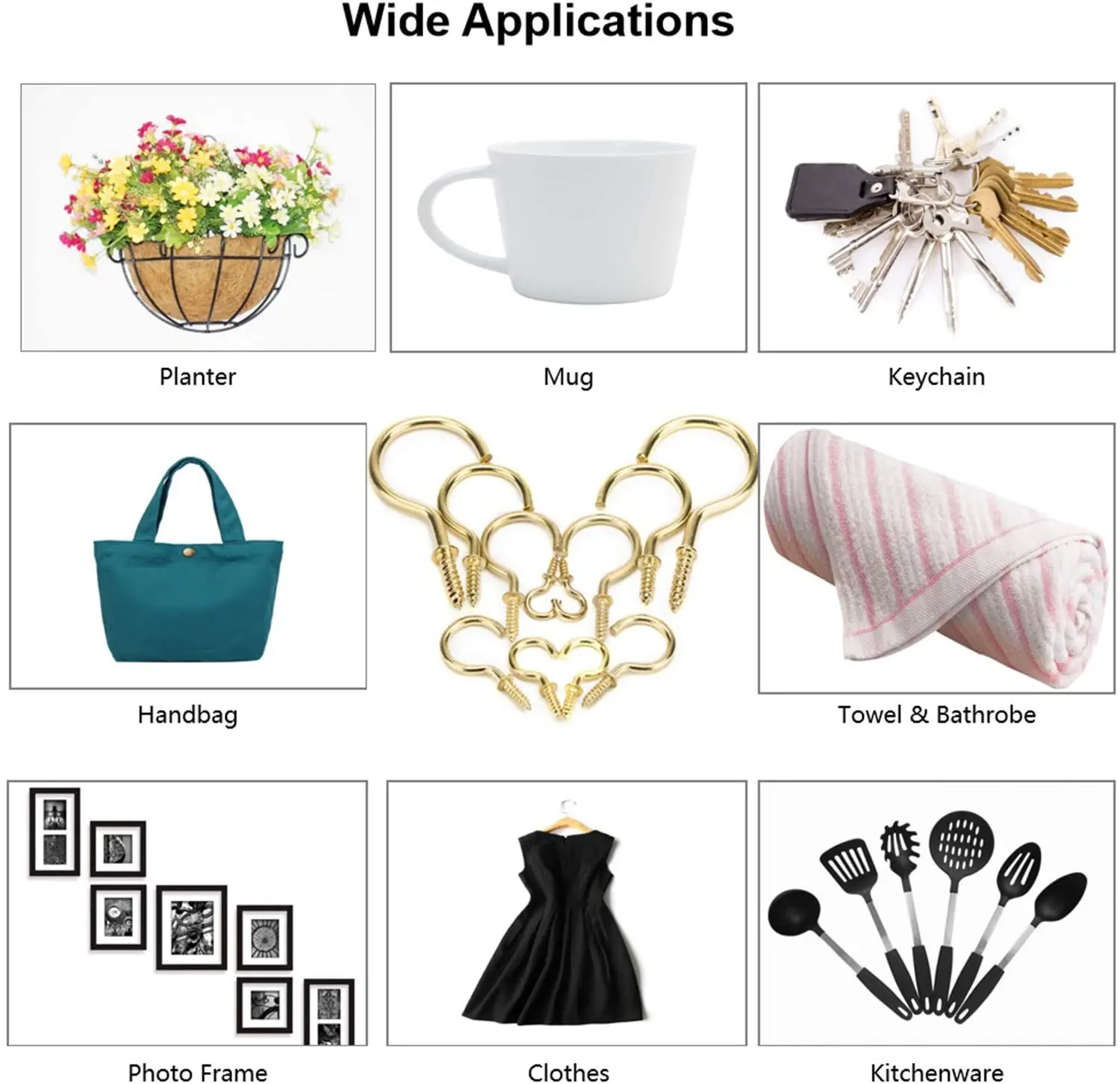 50 шт 1/2 5/8 3/4 дюйма латунные покрытые плечиками крючки для кружек винтовые