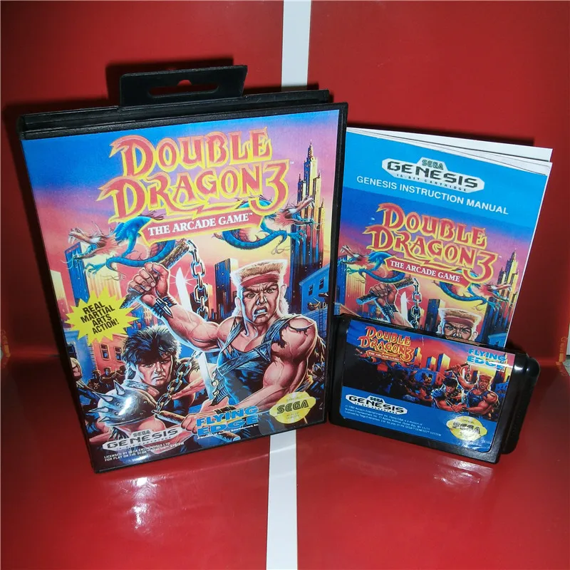 Игровая приставка Double Dragon 3 с коробкой и руководством для видеоигр Sega Megadrive Genesis 16