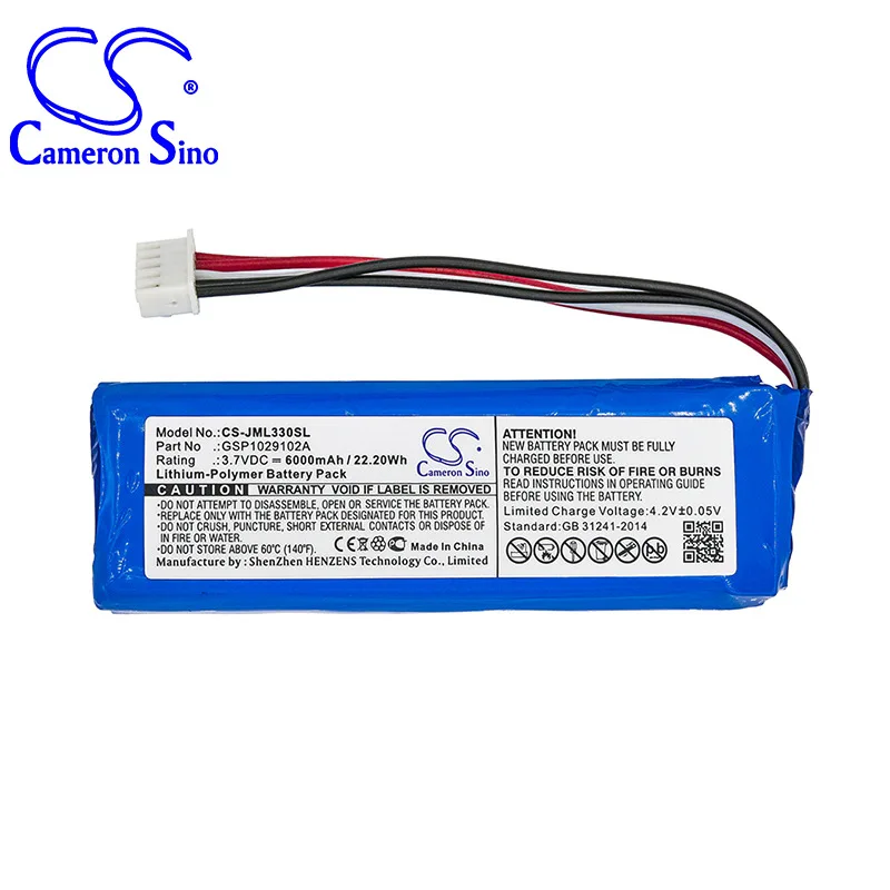 

CameronSino for JBL Charge 3 GSP1029102A battery please mind the direction of "+" red and "-" black wire when install