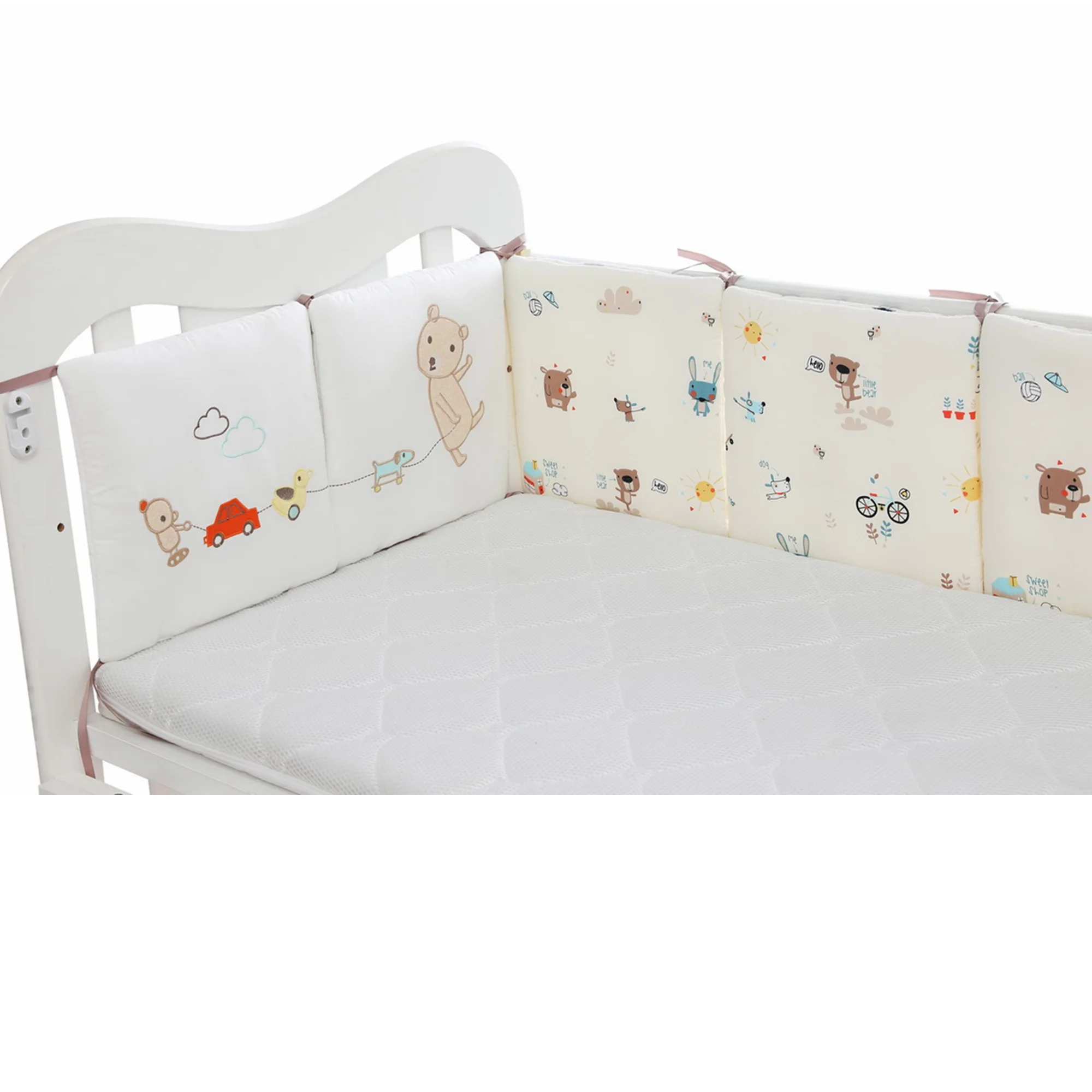 

Bed Bumper Thicker Material Soft 6 Pieces Protect The Children Cotton 30*30cm/11.8in*11.8in Animal Printing For Newborn Infants