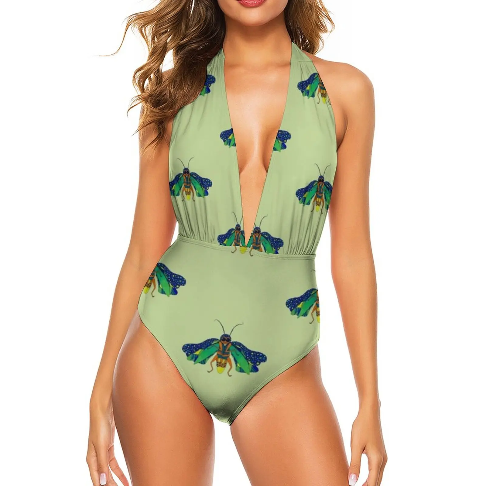 

Bug Swimsuit V Neck Best Full Swimwear Fitness 1 Piece Female Bathing Suit