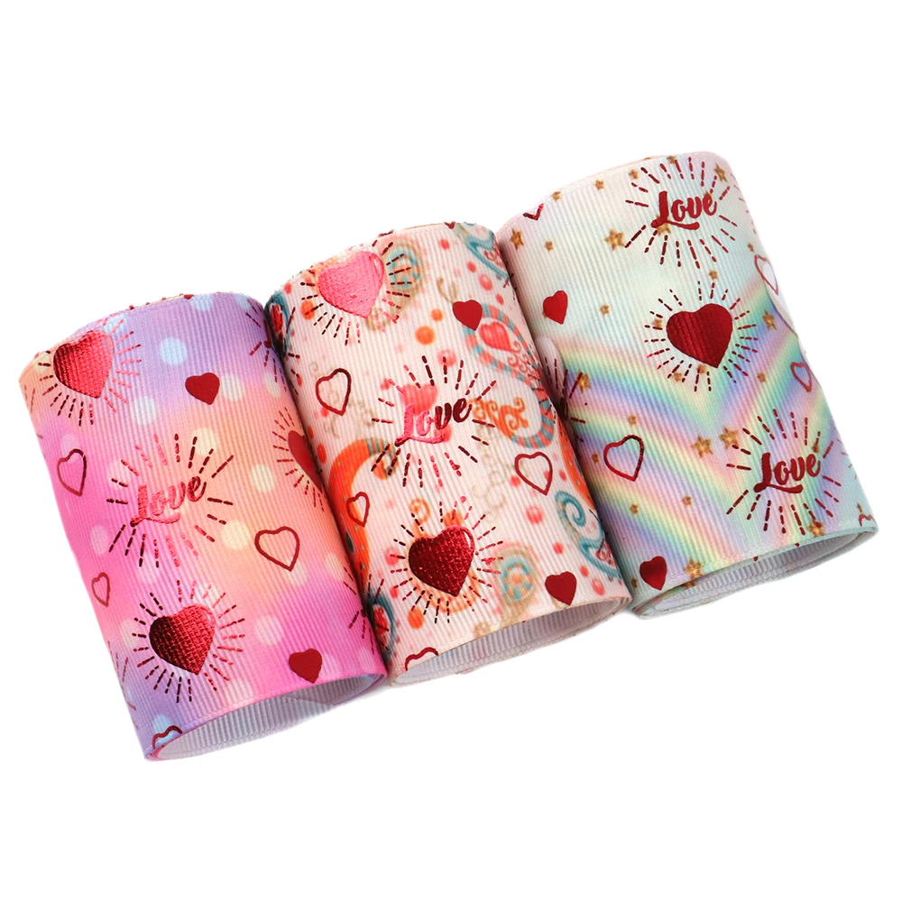 Аксессуары Давида 3 '❵ мм 50 ярдов/рулон мультфильм сердце печать Grosgrain лента