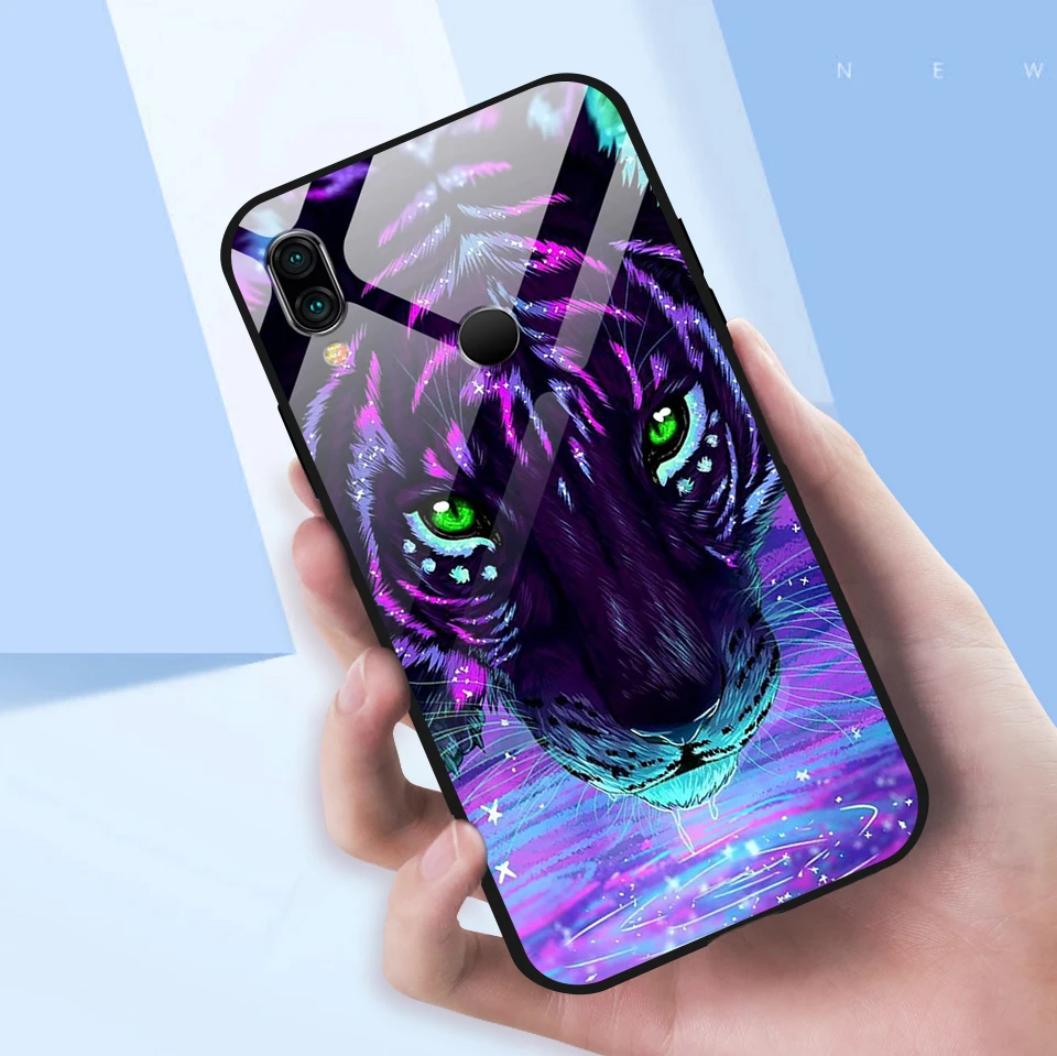 Для Xiaomi Redmi Note 6 звездный узор закаленное стекло чехол для телефона Redmi Note 7 мягкий силиконовый край полная защита жесткий чехол