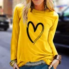 Зимняя модная женская футболка с длинным рукавом, Повседневная футболка с принтом Love, топы с круглым вырезом, женская одежда большого размера, модная футболка