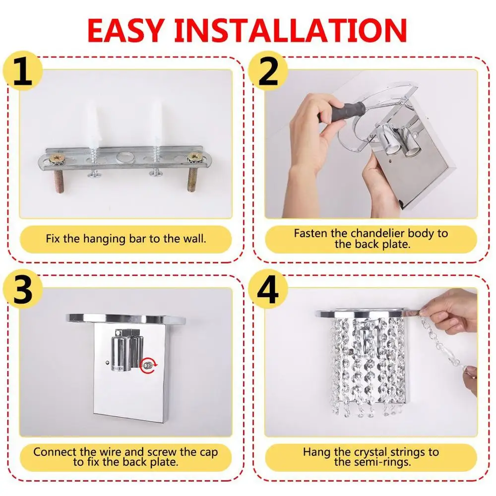 Modern minimalist crystal wall lamp bedroom bedside entrance porch living room dining decoration lam | Лампы и освещение