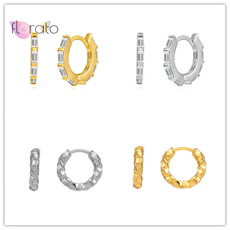 

925 Sterling Silver Ear Buckle Zircon Bamboo Hoop Earrings For Women Retro Circle Earrings Fashion Party Jewelry Accessories