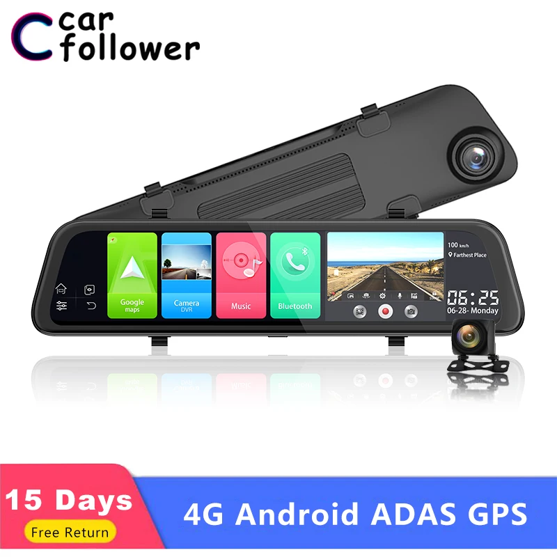 Автомобильный видеорегистратор 12 &quot 4G ADAS Android 8 1 ядер 2 Гб ОЗУ GPS Wi Fi FM Bluetooth 1080P FHD