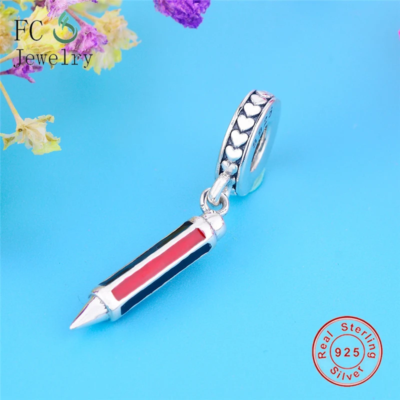 925 пробы серебро карандаш с позолоченным кольцом подходит оригинальные Подвески