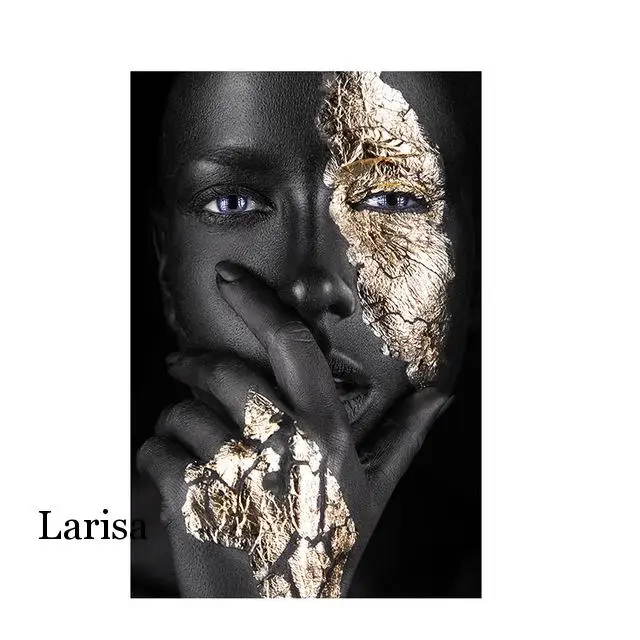 

Wall Picture for Living Room African Art Black and Gold Woman Oil Canvas Painting Cuadros Poster and Prints Scandinavian Picture