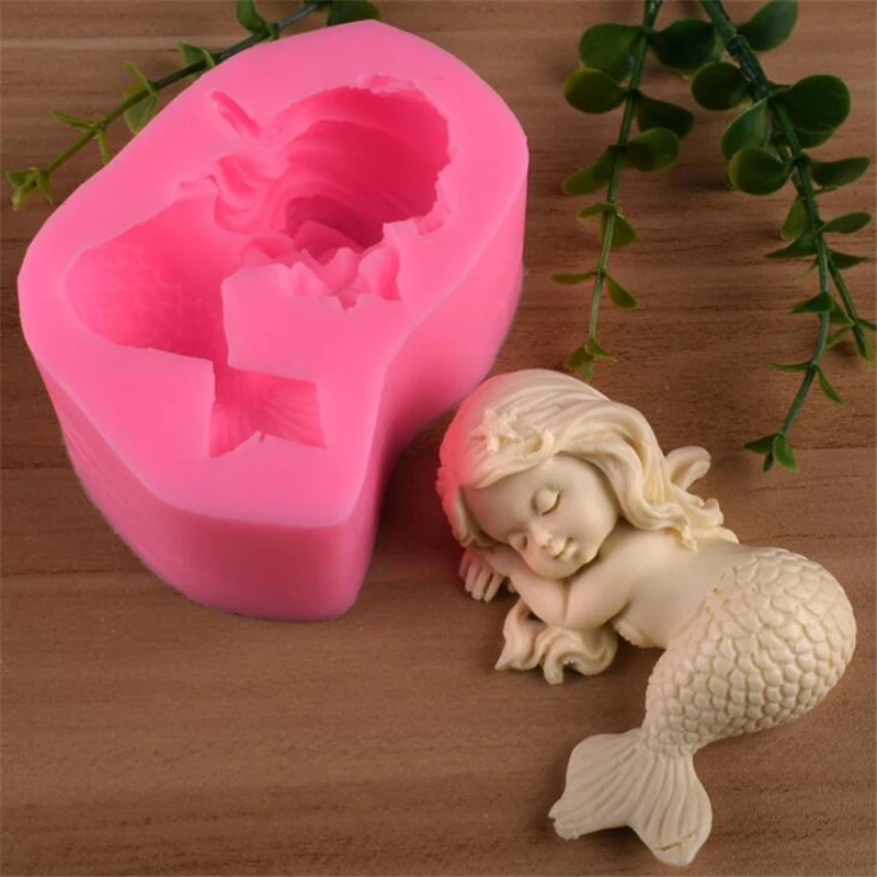 

3D Силиконовая детская форма «русалка», форма для конфет, шоколада, помадки, торта, мыла, глины, смолы, форма, свадебное украшение