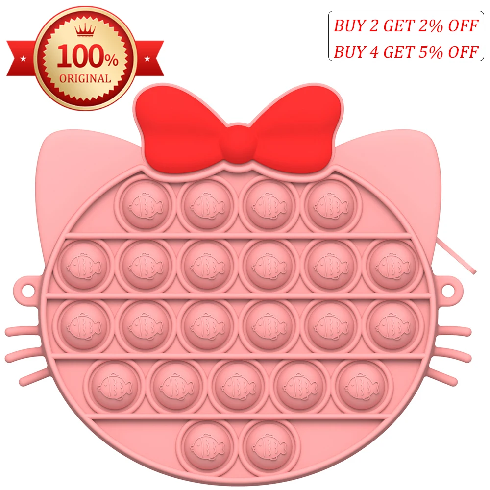 

Pink Cat Bags with Straps Fidget Toys for Kids estuche Pencil Cases Simple Push Squishy Sensory Figet Toy Autism Antistress