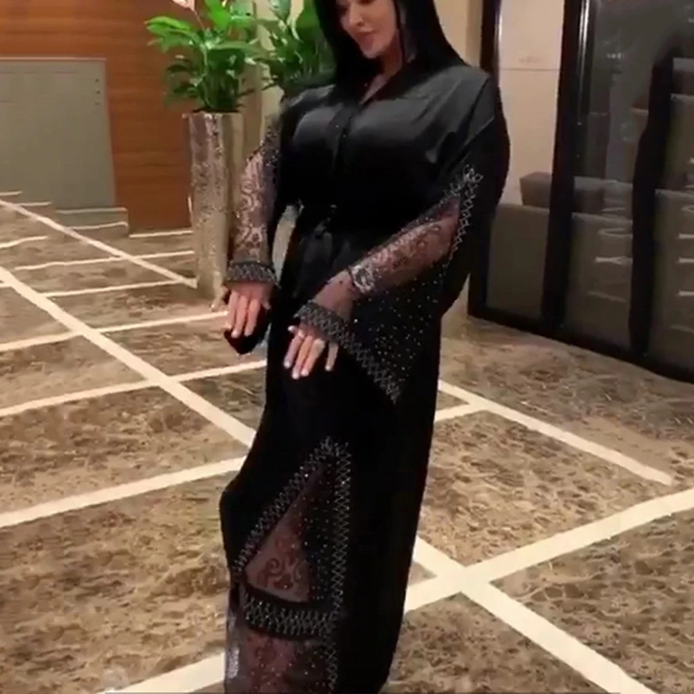 Бангладеш Дубай Abaya хиджаб вечернее арабское платье ислам Djellaba одежда индейка Abaya мусульманское черное платье женское Алмазный халат 2022