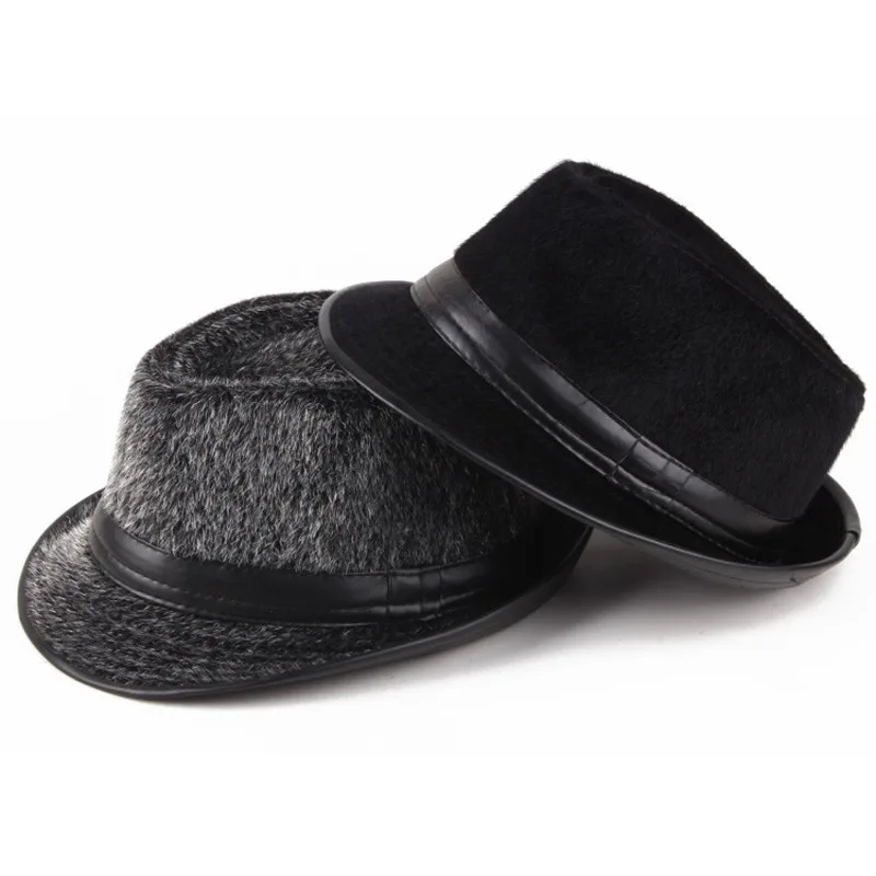 

Vintage Men Wide Brim Felt Fedora Hats For Black Jazz Trilby Panama Hat Gentleman Gangster Caps Fedora Chapeau Homme