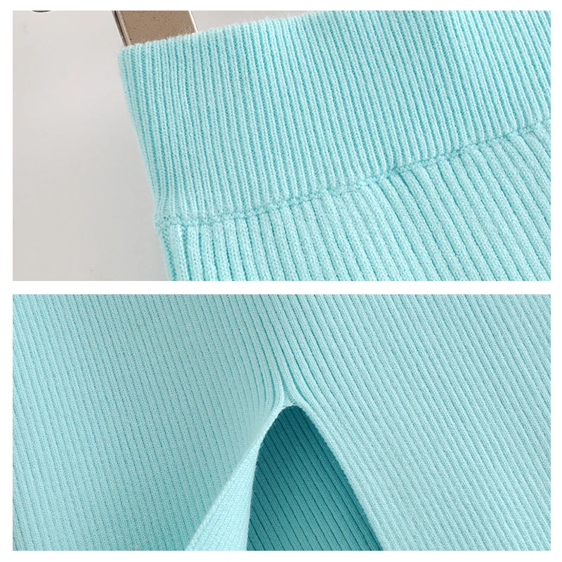 

Women Skirt Elegant Sweater Straight Midiskirt Female Sexy Slit Long Skirts Women Casual Soft Jumper Skirt Winter Ensemble Femme