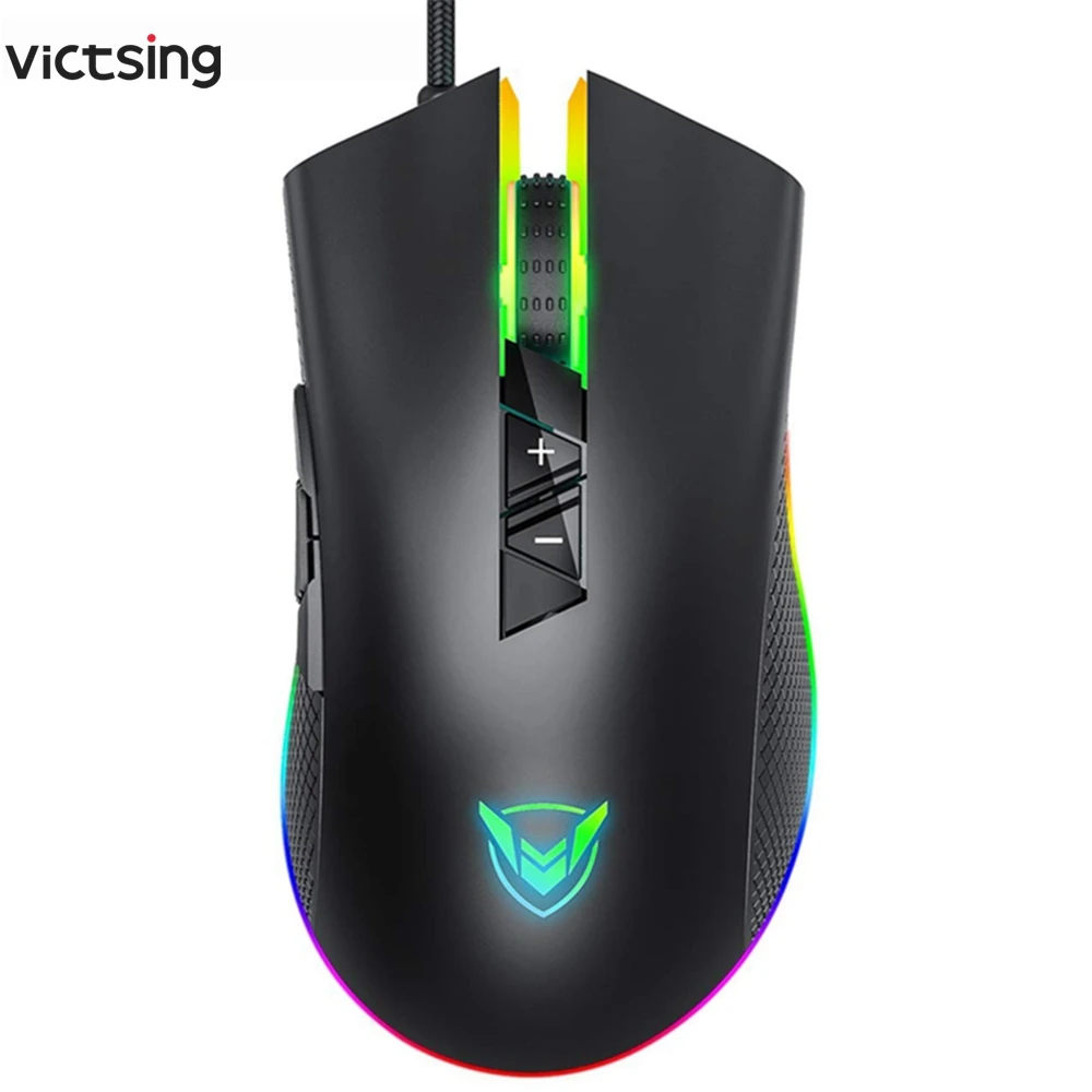 VicTsing Проводная игровая мышь регулируемая 8 программируемых кнопок 10000 dpi Chroma RGB с подсветкой эргономичная оптическая компьютерная игровая мышь
